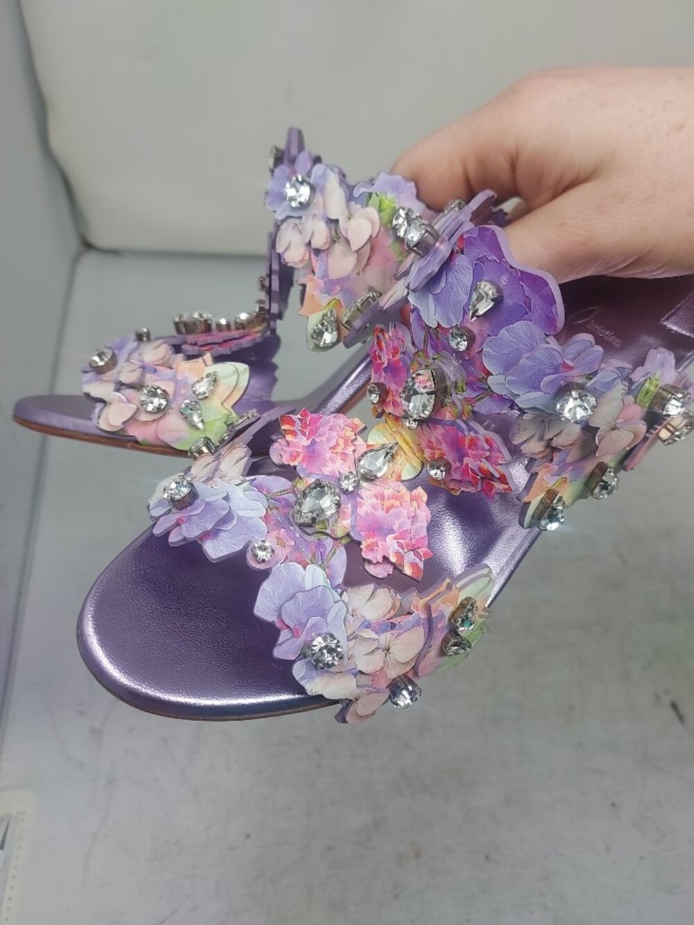 Christian Louboutin Purple Flora Jewel Heel Sandal - Picture 4 of 13